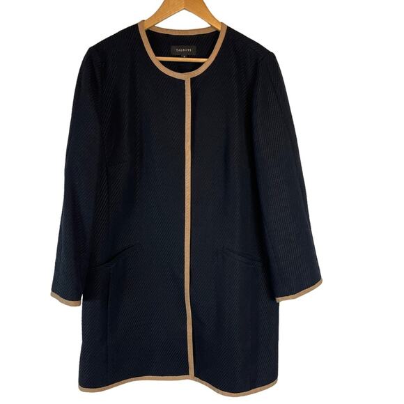 Talbots Textured Coat Snap Front Black Cotton Blend Women’s Plus Size 16 - Picture 2 of 8
